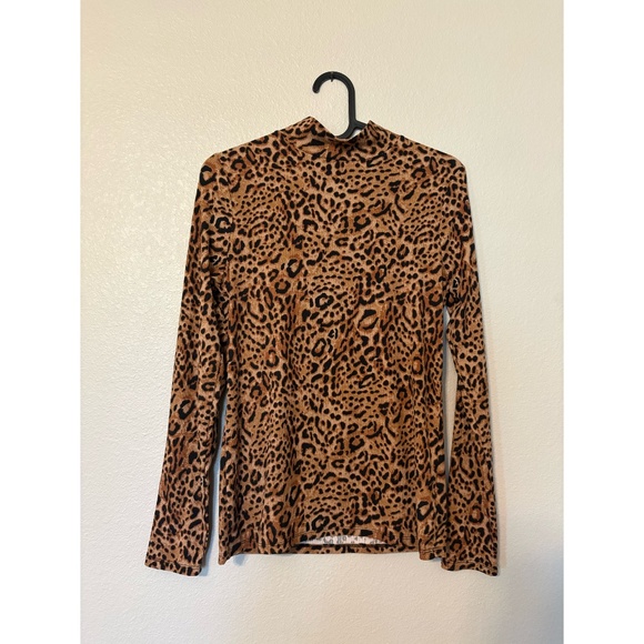 No Boundaries Tops - No Boundaries | Comfy Ribbed Mockneck Long Sleeve Top in Leopard Print